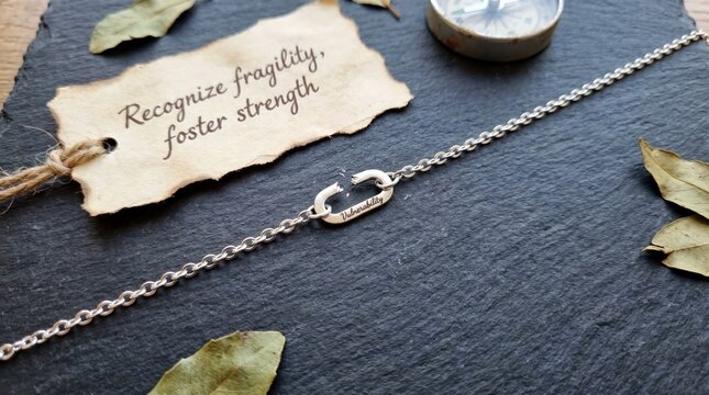 Silver Chain Bracelet with Inspirational Message on Slate