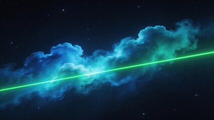 Fototapeta premium Cosmic nebula with green light beam