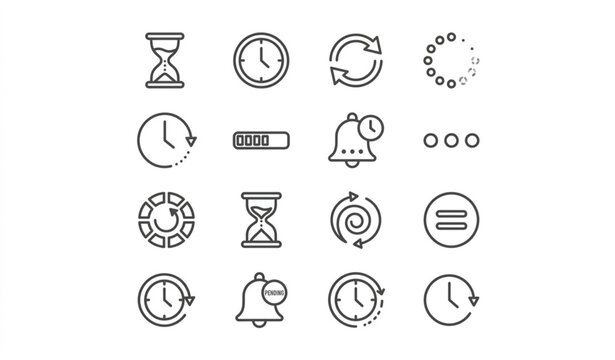 Pending and waiting line icon set loading clock refresh vector illustration