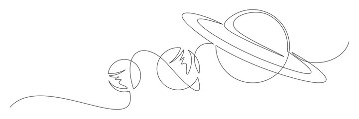  Continuous line drawing of the planet Saturn 1.eps © Is