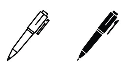 Black and white ballpoint pens with clip lying down ©  afiyastock