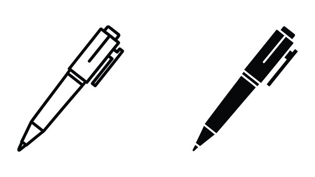 Black and white ballpoint pens with clip lying down