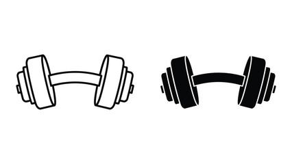 Fototapeta premium Black and white dumbbell icon set with two different styles