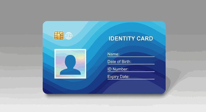 a blue identity card with a silhouette.