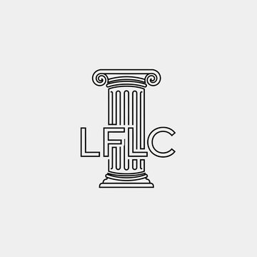 A black and white illustration of a column with the letters LFLC.
