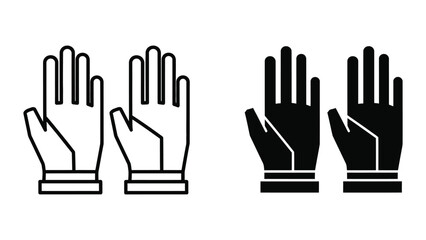 Black and white hand gesture icons showing peace and rock on sign language © Marom Ali Stock