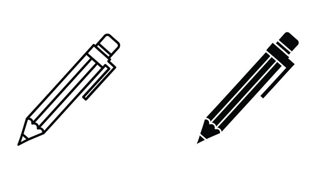 Two simple pencils icon with clip and eraser