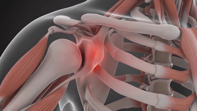 3d medical animation of shoulder joint pain and muscle anatomy