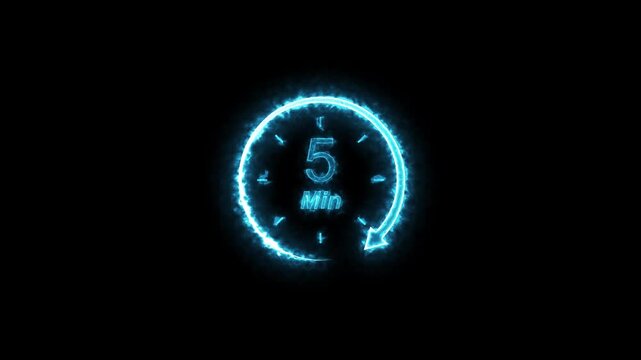 5 Minute Blue Neon Countdown.4k video