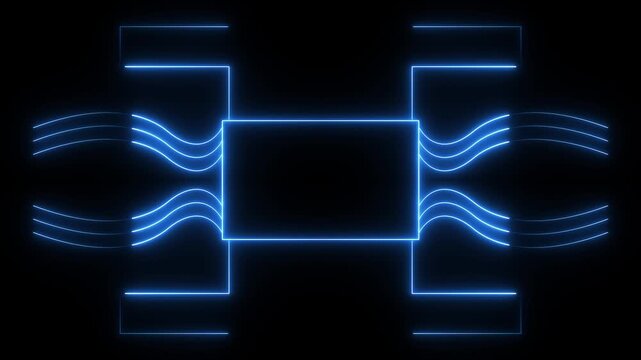 neon rectangle border frame in the shape rectangle. Rectangular frame with moving line 4k animation video