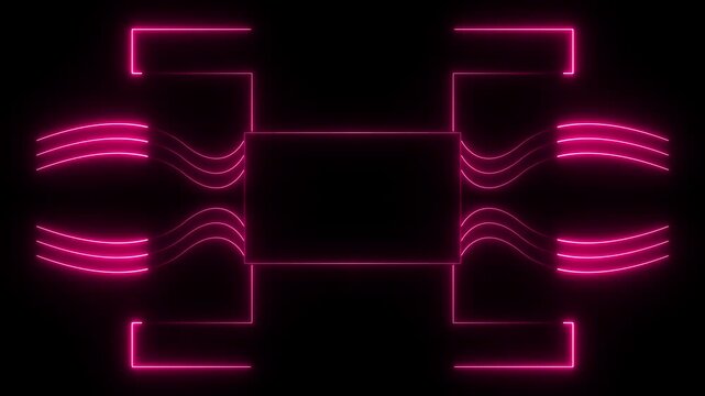 neon rectangle border frame in the shape rectangle. Rectangular frame with moving line 4k animation video