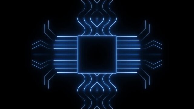 neon rectangle border frame in the shape rectangle. Rectangular frame with moving line 4k animation video