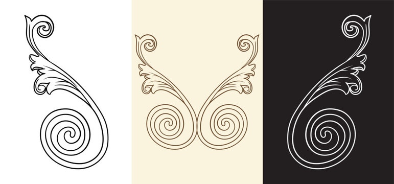 Bundle of 3 colors decorative design elements vector illustration