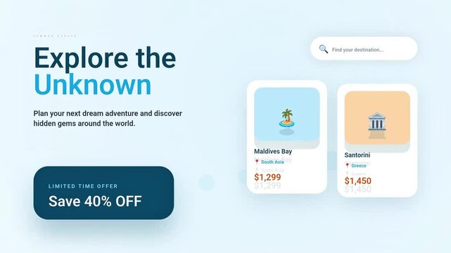 Online Travel Booking Platform Showing Destinations and Special Offer