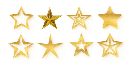 Obraz premium Golden Glitter Star Icons Collection