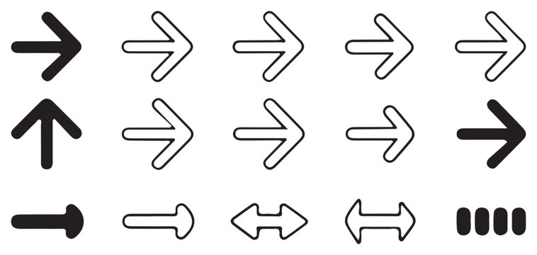  Long pointer arrow icons for showing direction.  Vector Illustration Eps 10