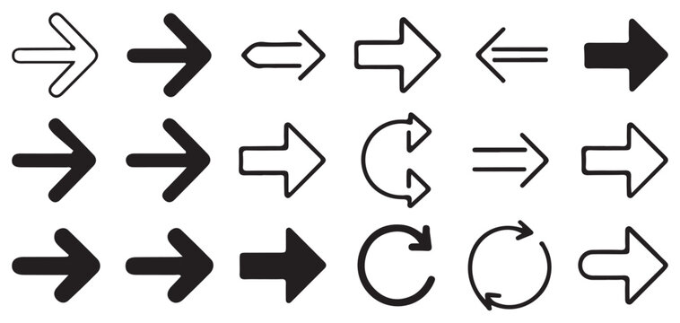 Sharp edged technical arrow icons for data flow. Vector Illustration Eps 10