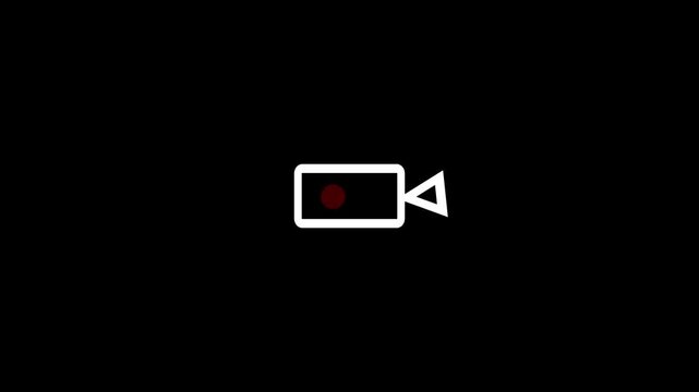 Red dot recording icon. A simplen depiction rectangle centered  on a completely black background vector offering a 4k video.icon neon video whit background. 
