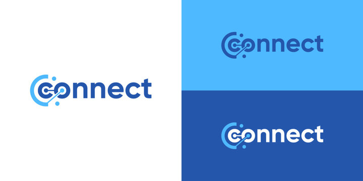 Creative modern wordmark connect logo design vector template. Connection logo design vector illustration.