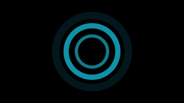 Teal concentric circles on black background, dynamic 1. concentric circles