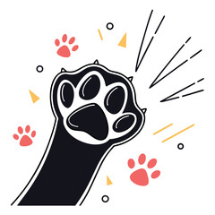Black feline paw reaching up with sharp claws. © Min