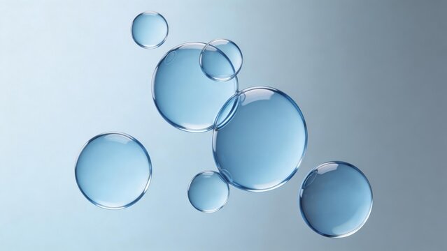 Blue liquid bubbles floating