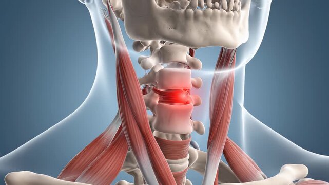3d medical animation of human neck joint and cervical spine anatomy