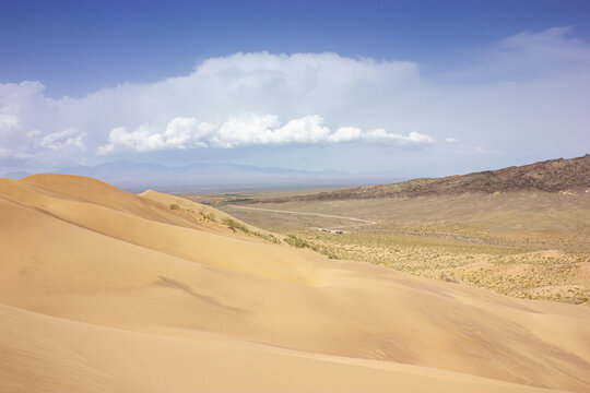 beautiful panoramic view of desert landscape with sand dunes