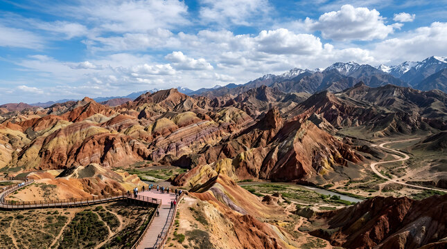 Vibrant Danxia Landform Geological Park in Zhangye, Gansu, China.