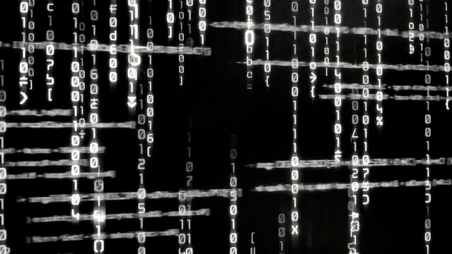 Cinematic Monochrome Digital Data Streams Toward Innovation and Transformation Perfect for Technology Branding Corporate Presentation and AI Web Background