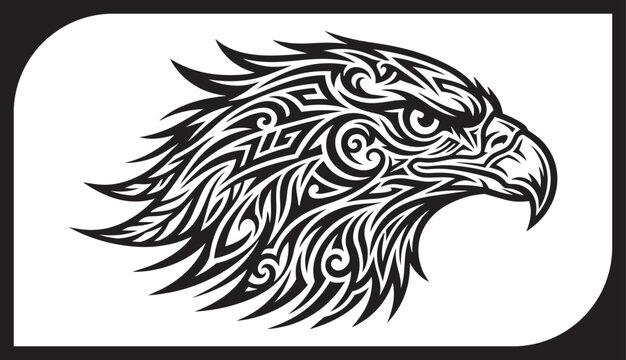 Tribal vector illustration of rooster and eagle heads animal logo design
