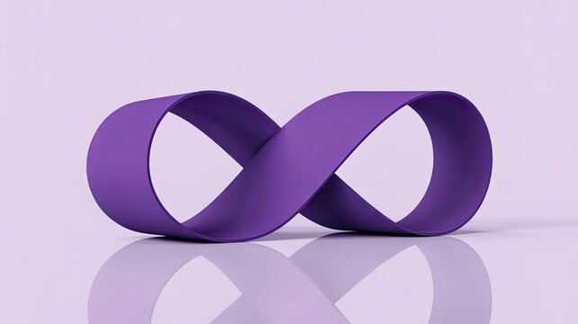 3d rendering of a purple infinity symbol loop on a light purple background.