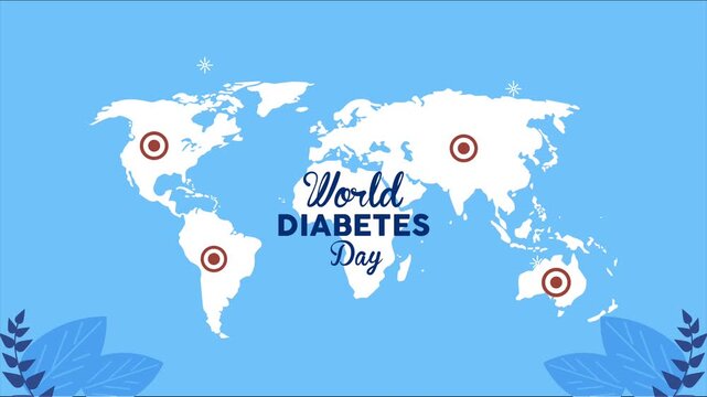World diabetes day medical motion graphic for awareness and support across globe, dynamic health care footage with map animation.