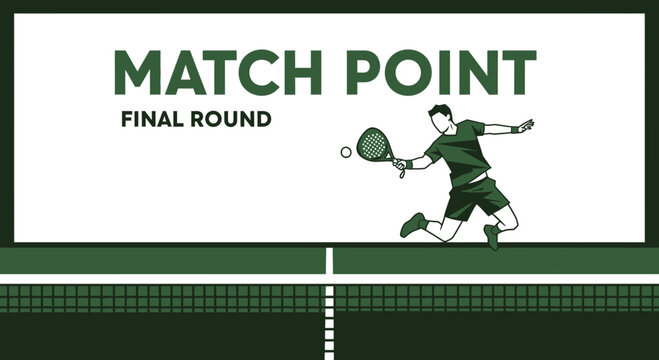 Match Point Showcasing Sport Padel In Final Round Competition Green And White Vector Illustration