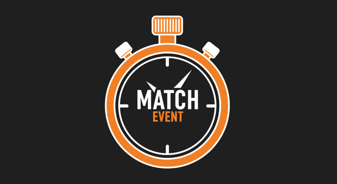 Match Event Time Icon Featuring Stopwatch Design in Modern Stylized Presentation