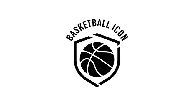 Minimalist Basketball Emblem Design Featuring a Striking Black and White Icon On A Clean Background