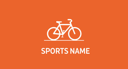 Fototapeta premium Minimalist Bicycle Design with Customizable Text on an Orange Background for Sports Applications
