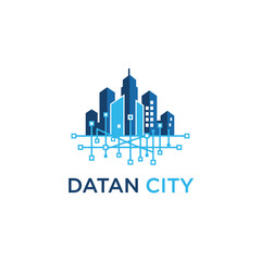 Fototapeta premium Metropolitan City Skyline with Digital Data Network Connections on Isolated White Background