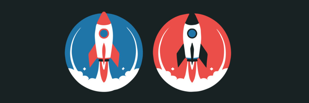 rocket symbol space exploration progress circular badge