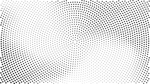 Illustration of Halftone dots pattern background with gradient effect in black and white.