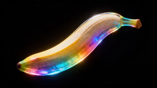 Rainbow banana with glowing effect