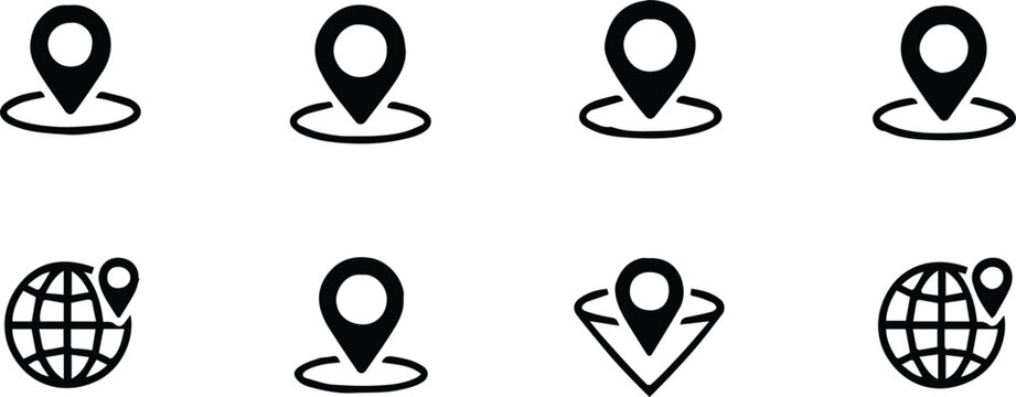 location marker collection simple pin glyphs for ui and web use