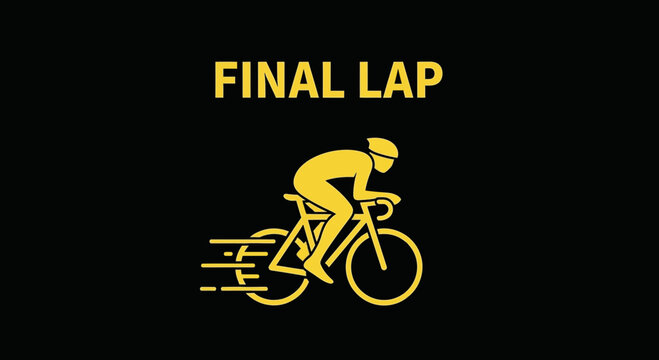 Minimalist Cycling Illustration Depicting Athlete on the Final Lap of a Race
