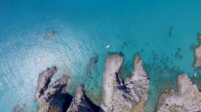 Aerial view of coastline in Calabria, Italy
