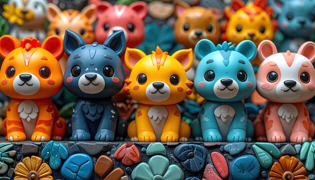 Animated, colorful creatures with large eyes and a friendly pose