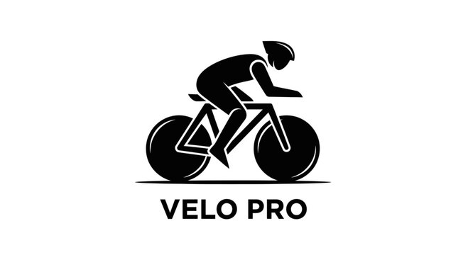 Minimalist Silhouette Of A Cyclist Riding A Bicycle, Ideal For Sports And Fitness Branding