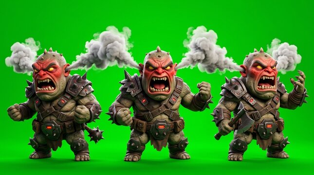 Three Angry Cartoon Trolls with Smoke Erupting from Their Heads.