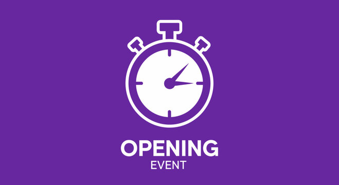 Opening Event Countdown Concept On Purple Showing Start Time and Celebration Anticipation