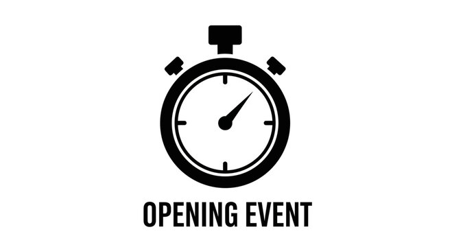 Opening Event Countdown Concept With Stopwatch Icon Representing Time Management Design