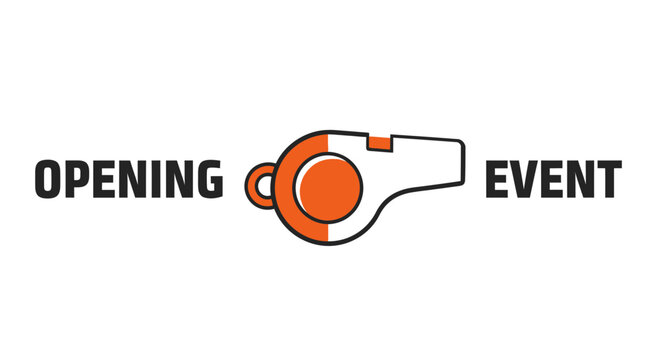 Opening Event Illustration Featuring Whistle Icon on a Clean White Background for Promotional Use